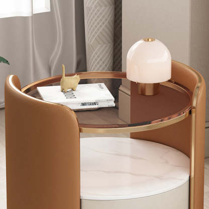 Minimalist Glass 1-Drawer Nightstand — Dark Gray