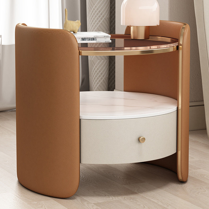 Minimalist Glass 1-Drawer Nightstand