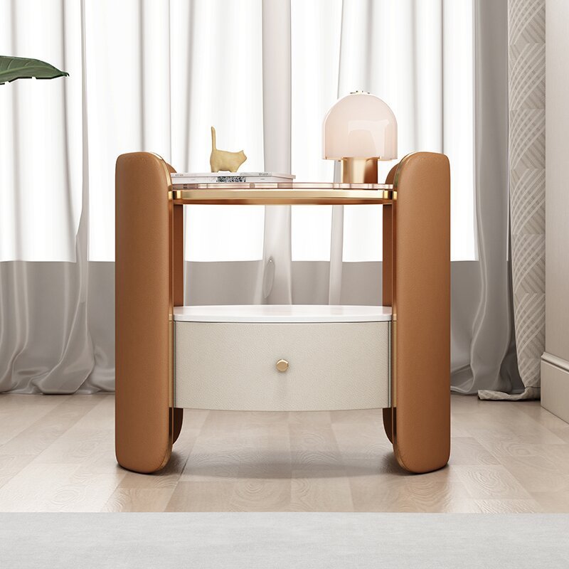 Minimalist Glass 1-Drawer Nightstand