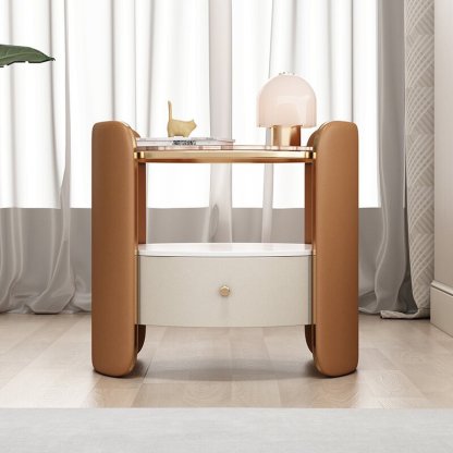 Minimalist Glass 1-Drawer Nightstand
