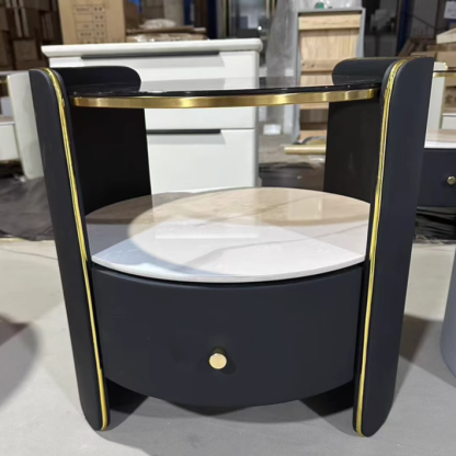 Minimalist Glass 1-Drawer Nightstand