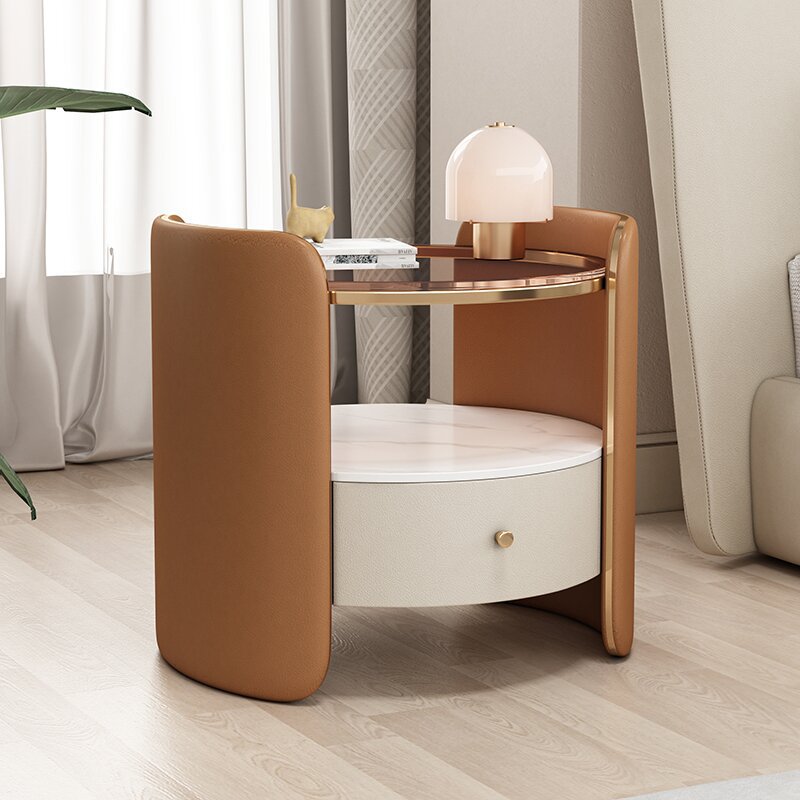 Minimalist Glass 1-Drawer Nightstand