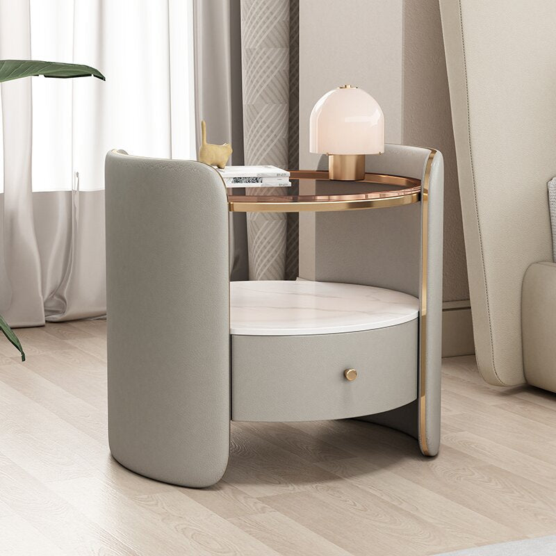 Minimalist Glass 1-Drawer Nightstand