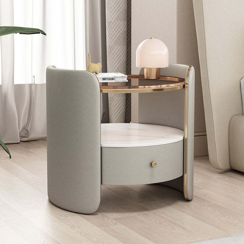 Minimalist Glass 1-Drawer Nightstand