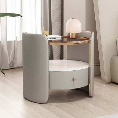 Minimalist Glass 1-Drawer Nightstand