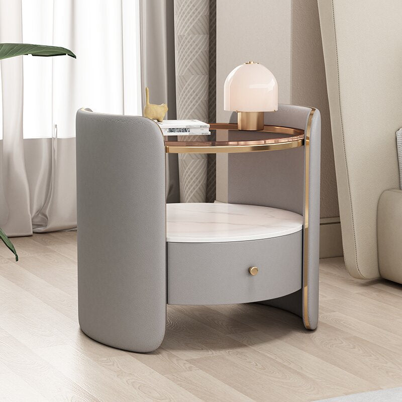 Minimalist Glass 1-Drawer Nightstand