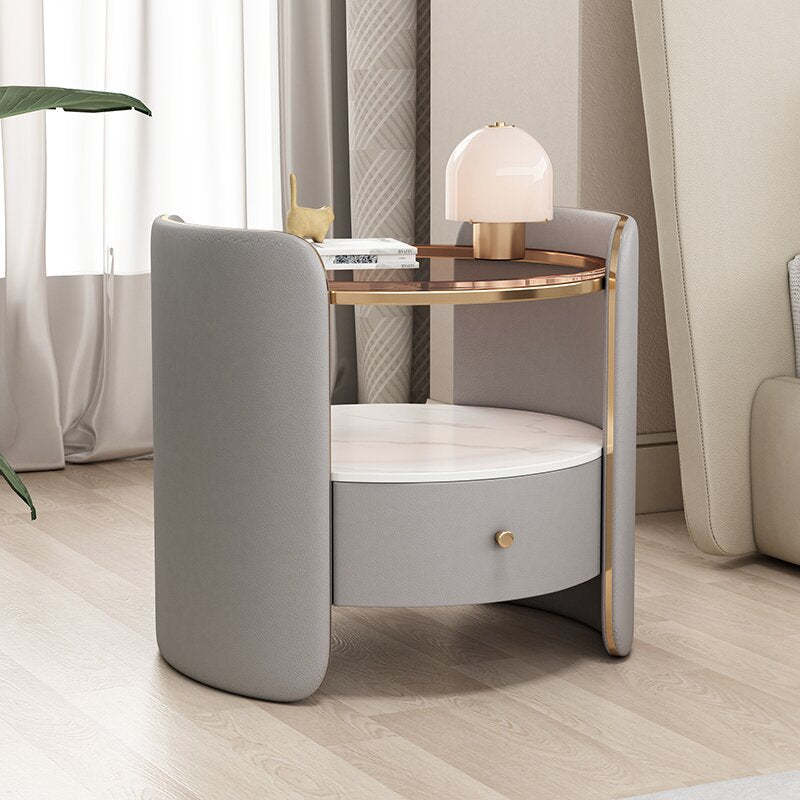 Minimalist Glass 1-Drawer Nightstand