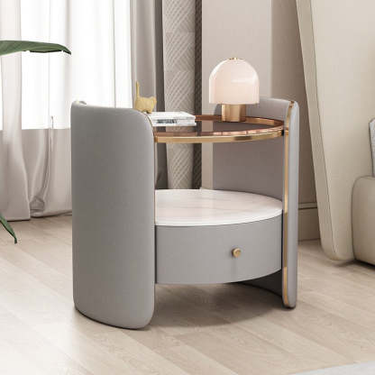 Minimalist Glass 1-Drawer Nightstand
