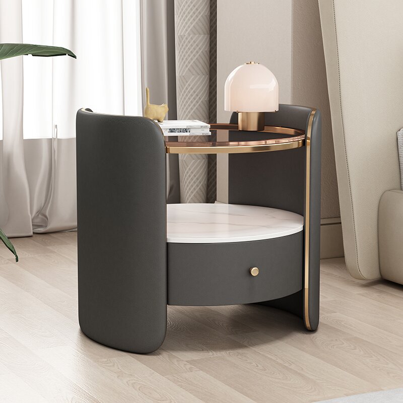 Minimalist Glass 1-Drawer Nightstand