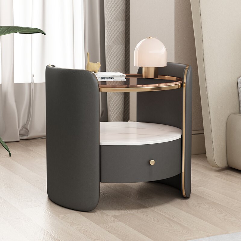 Minimalist Glass 1-Drawer Nightstand