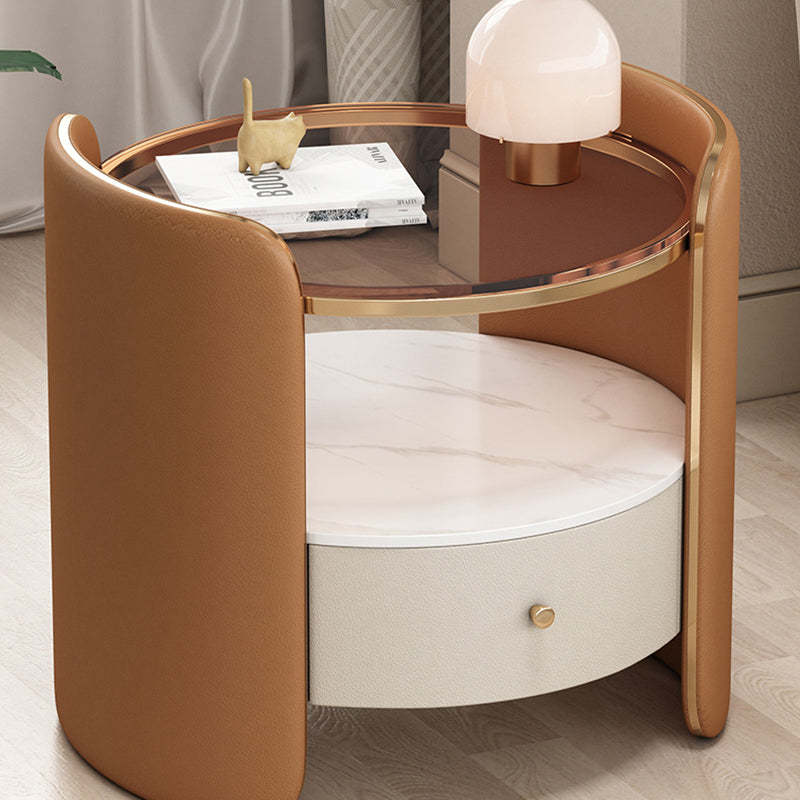 Minimalist Glass 1-Drawer Nightstand