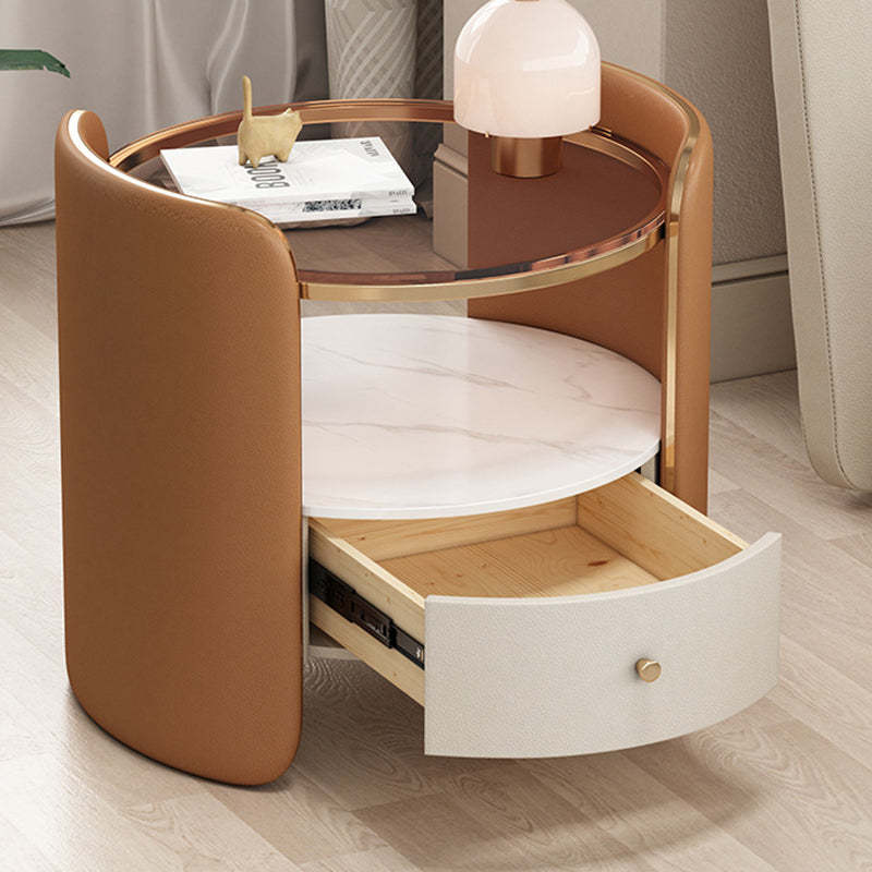 Minimalist Glass 1-Drawer Nightstand