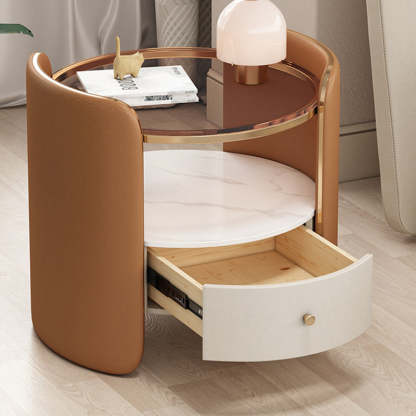 Minimalist Glass 1-Drawer Nightstand