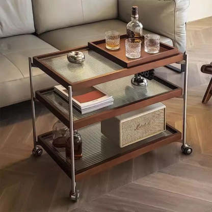 Vintage Wood 3-Tier Storage Shelf — Cherry Wood Color