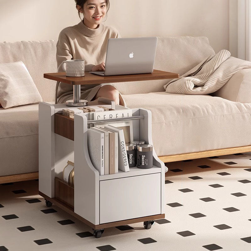 Nordic Eco-Board Trapezoid Side Table with Rotatable Lift