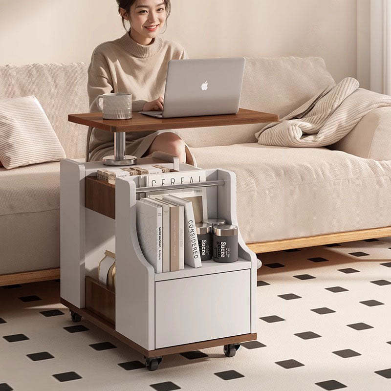 Nordic Eco-Board Trapezoid Side Table with Rotatable Lift