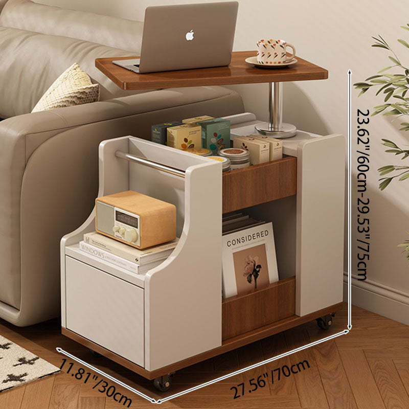 Nordic Eco-Board Trapezoid Side Table with Rotatable Lift