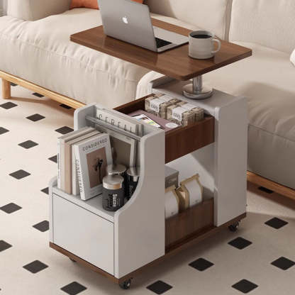 Nordic Eco-Board Trapezoid Side Table with Rotatable Lift