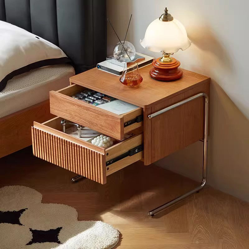 Nordic striped wood steel wood metal nightstands, Lighom