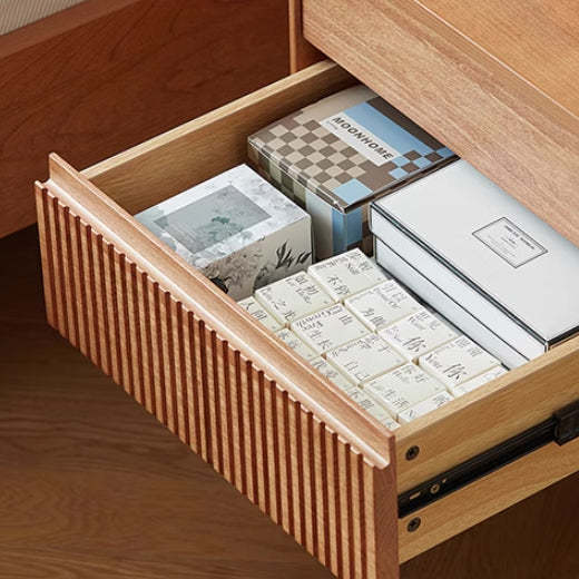 Scandinavian Wood Steel Striped Nightstand