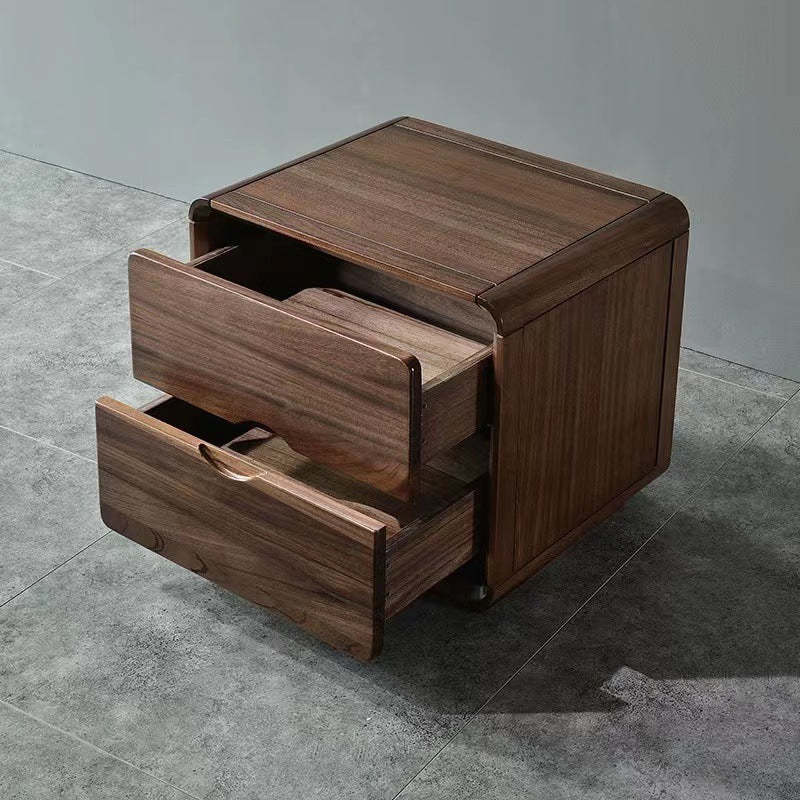 Nordic Black Walnut Nightstand 2-Drawer