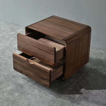 Nordic Black Walnut Nightstand 2-Drawer