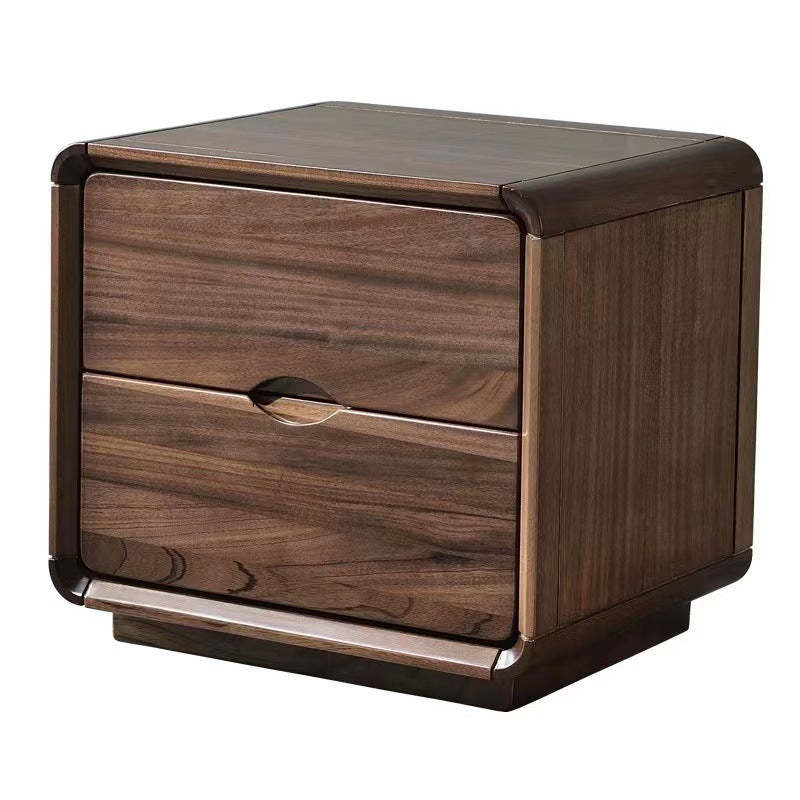 Nordic Black Walnut Nightstand 2-Drawer