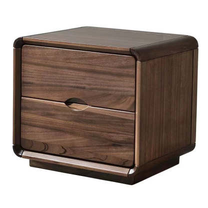 Nordic Black Walnut Nightstand 2-Drawer
