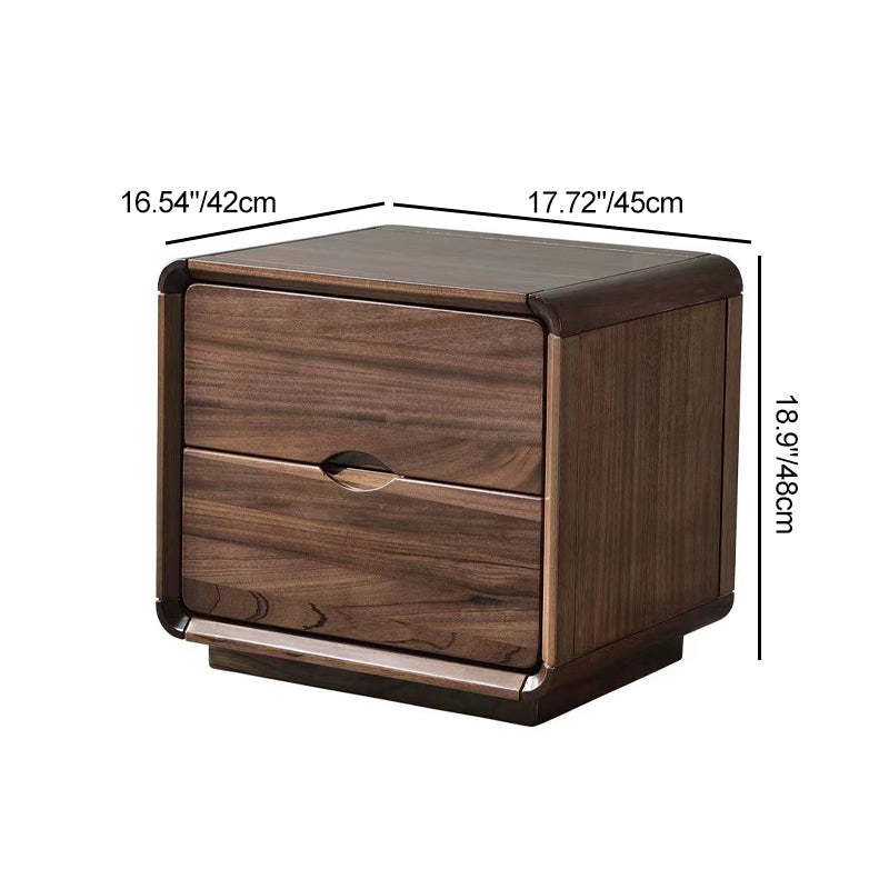 Nordic Black Walnut Nightstand 2-Drawer