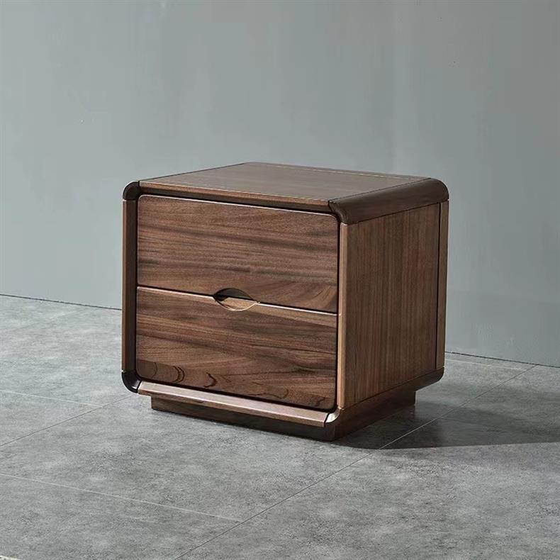 Nordic Black Walnut Nightstand 2-Drawer