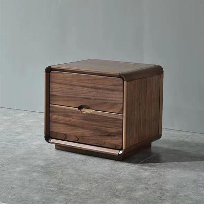 Nordic Black Walnut Nightstand 2-Drawer