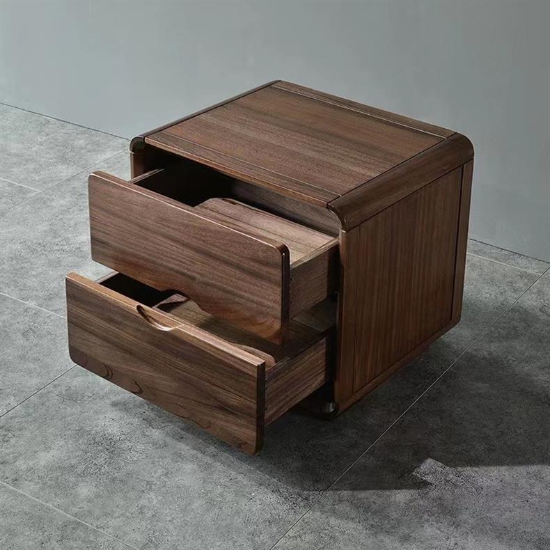 Nordic Black Walnut Nightstand 2-Drawer