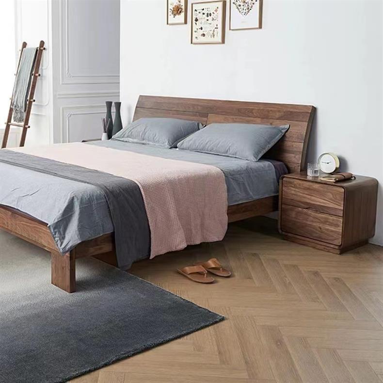 Nordic Black Walnut Nightstand 2-Drawer
