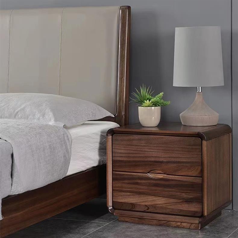 Nordic Black Walnut Nightstand 2-Drawer