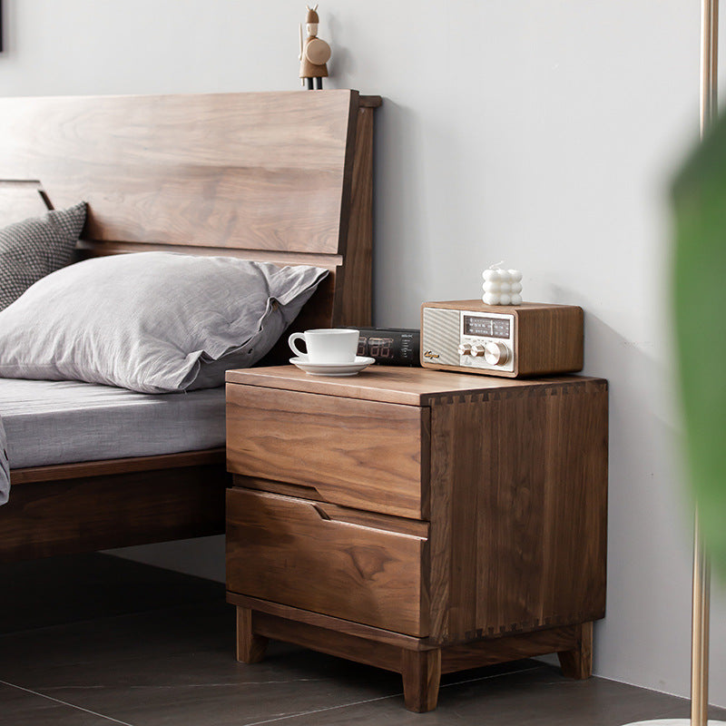 Minimalist Black Walnut Nightstand 2-Drawer