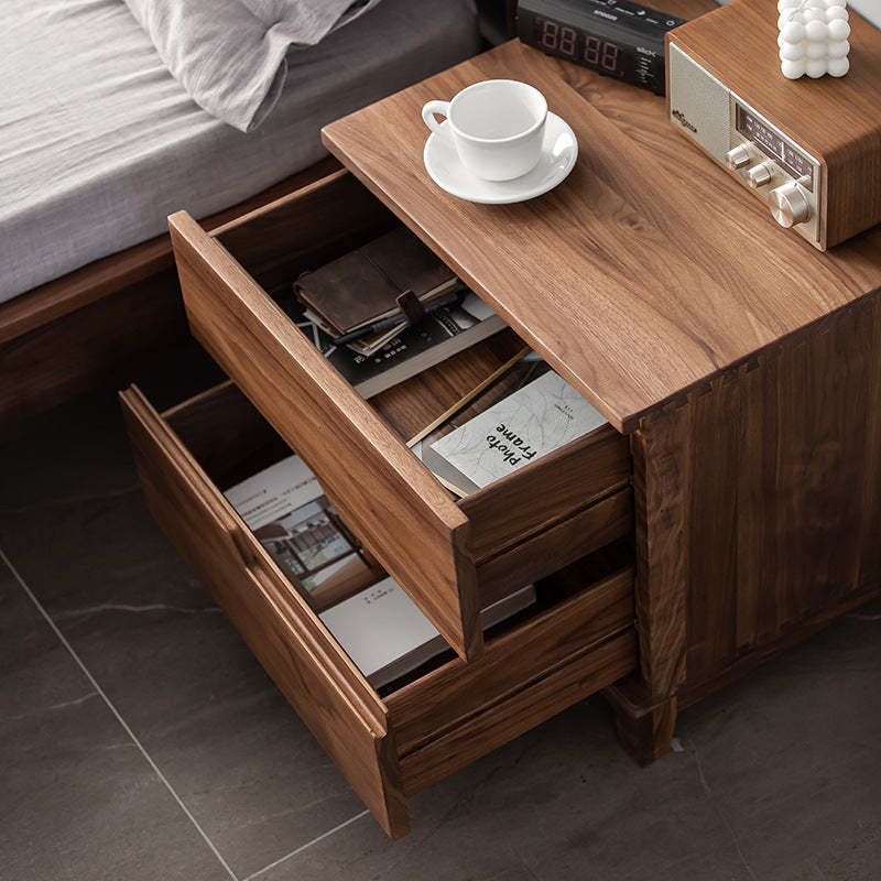 Minimalist Black Walnut Nightstand 2-Drawer