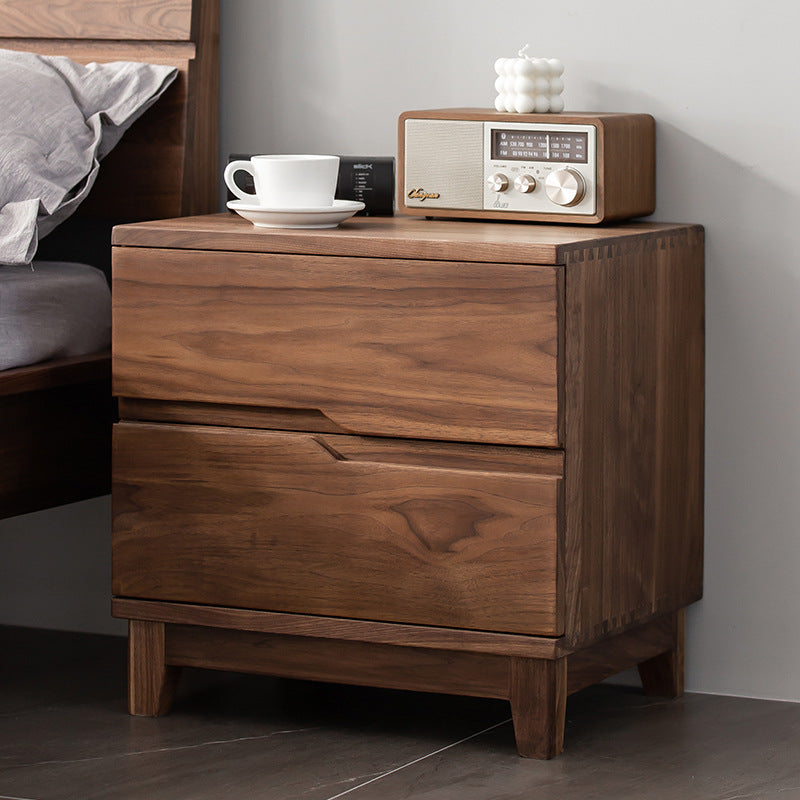 Minimalist Black Walnut Nightstand 2-Drawer