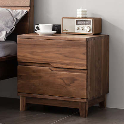 Minimalist Black Walnut Nightstand 2-Drawer