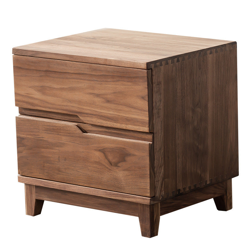 Minimalist Black Walnut Nightstand 2-Drawer