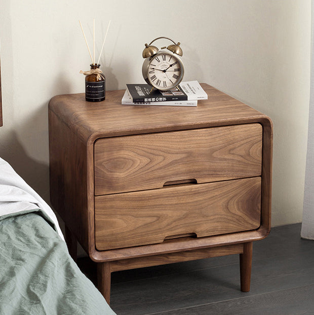 Japanese Black Walnut Nightstand 2-Drawer