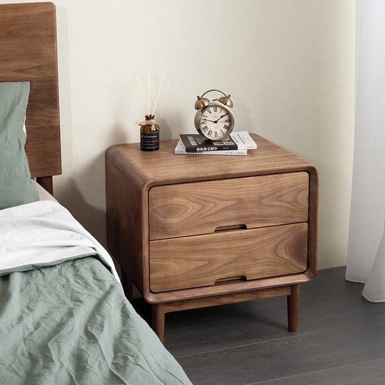 Japanese Black Walnut Nightstand 2-Drawer