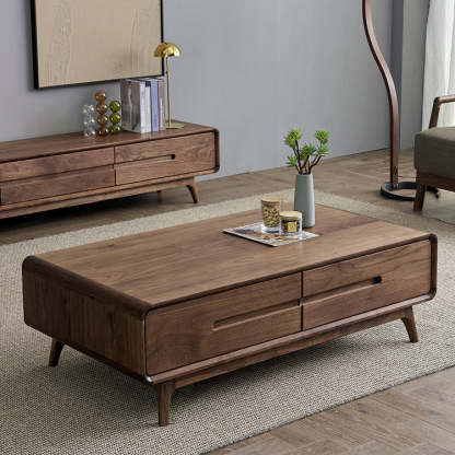 Chinese Black Walnut Rounded Coffee Table