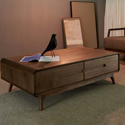Chinese Black Walnut Rounded Coffee Table