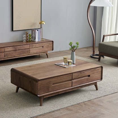 Chinese Black Walnut Rounded Coffee Table