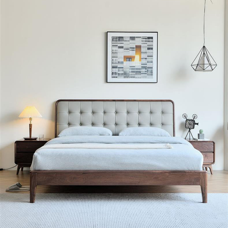 Minimalist Black Walnut Rounded 2-Drawer Nightstand