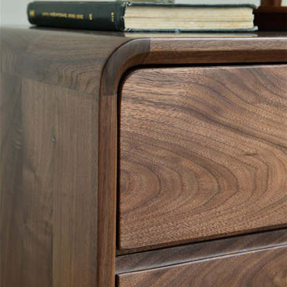 Minimalist Black Walnut Rounded 2-Drawer Nightstand