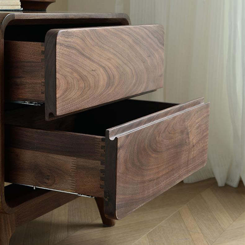 Minimalist Black Walnut Rounded 2-Drawer Nightstand