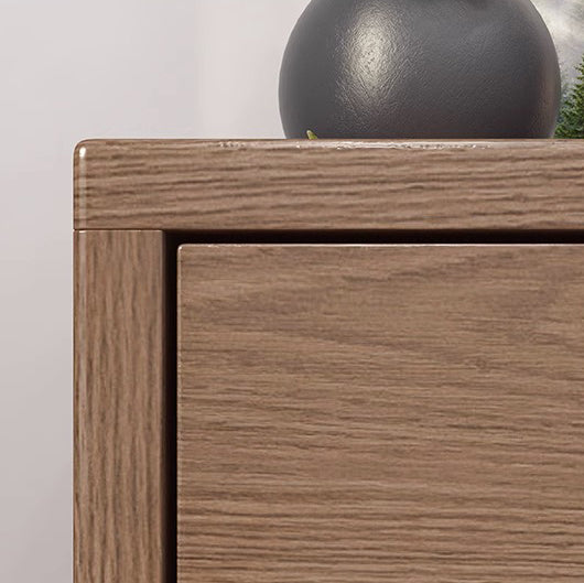 Minimalist Rubberwood Rounded Nightstand 1-Drawer