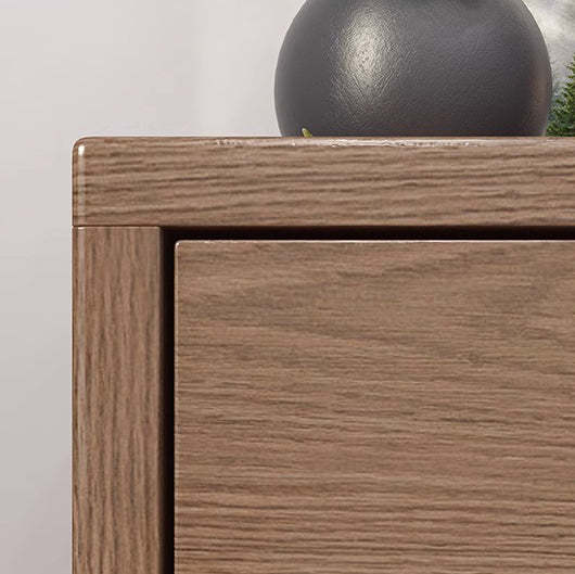 Minimalist Rubberwood Rounded Nightstand 1-Drawer