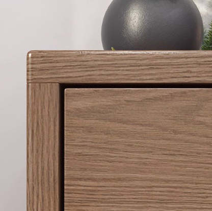 Minimalist Rubberwood Rounded Nightstand 1-Drawer